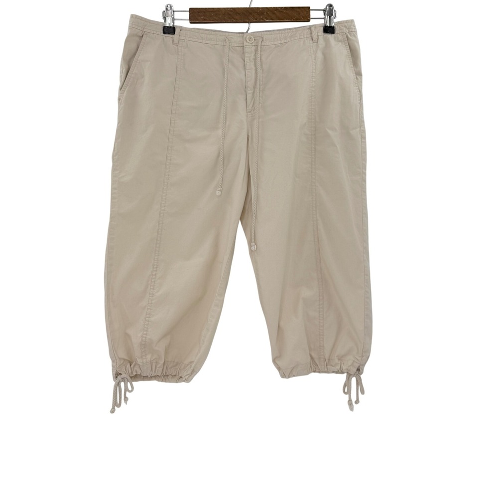 VTG The Limited Capris Pants Size 8 Beige Drawstring Cropped Lightweight See Pic